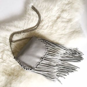 Zara leather chain shoulder bag with fringe